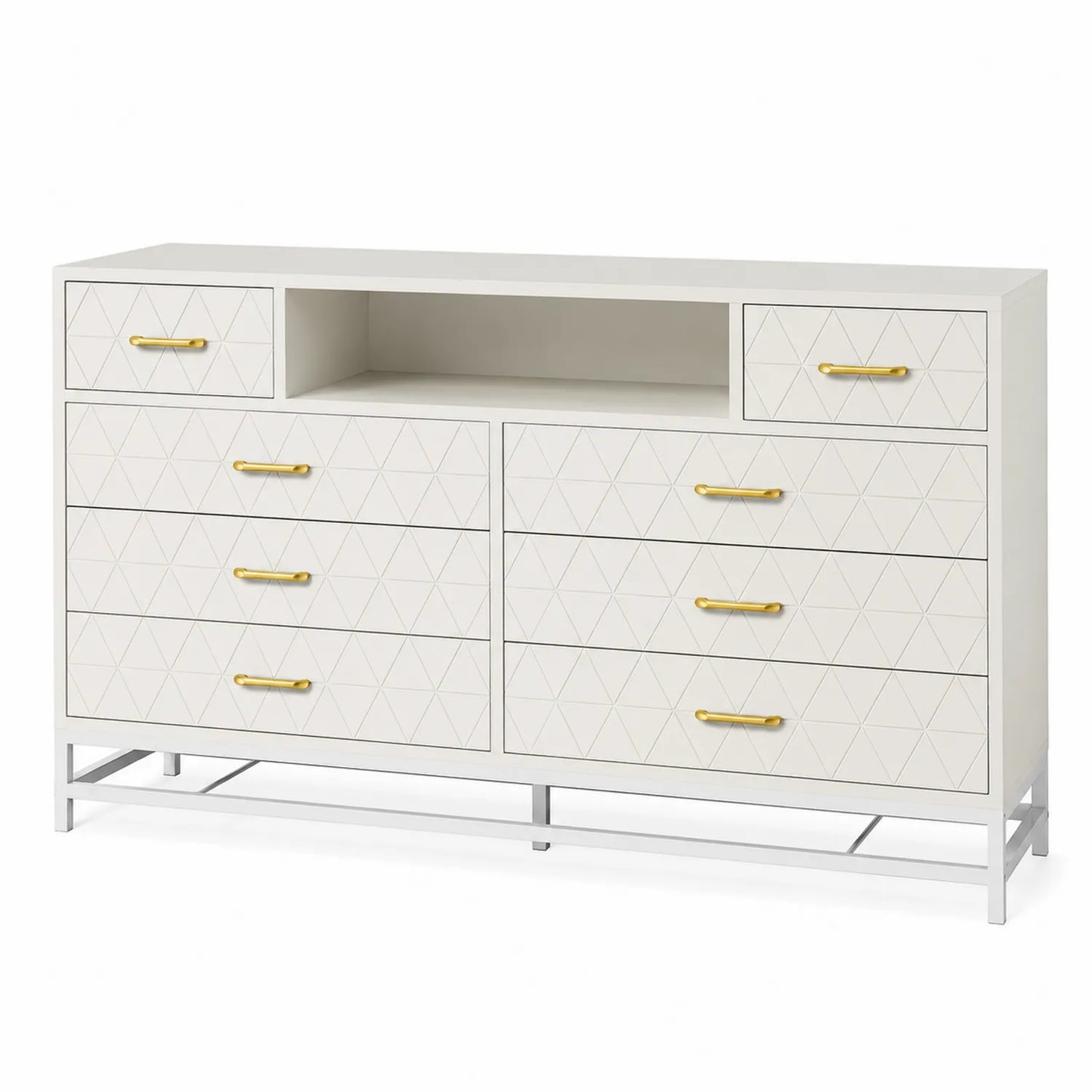 Commode en MDF avec tiroirs géométriques 160x45x90 cm