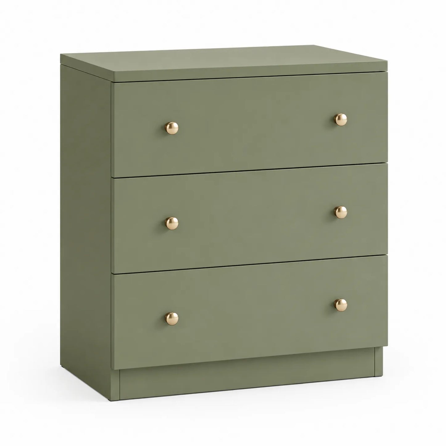 Commode 3 Tiroirs Bois Vert avec Poignées Métal 73x80x40 cm