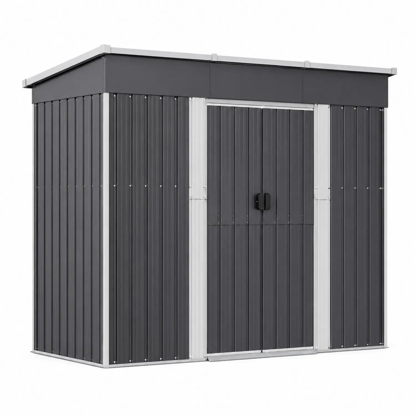 Abri de jardin en métal gris avec toit incliné 213x130x186 cm
