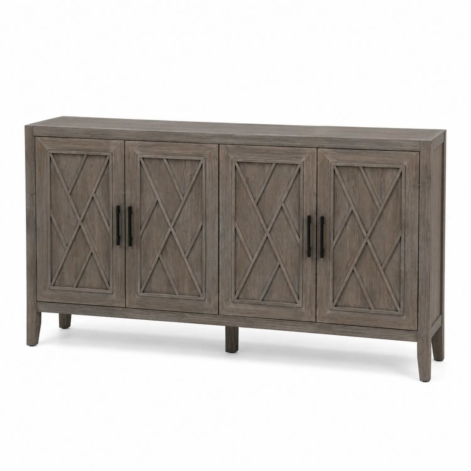 Buffet en bois massif marron avec portes sculptées