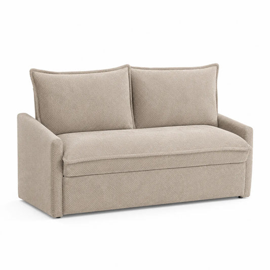 Canapé 2 places tissu avec accoudoirs et coussins