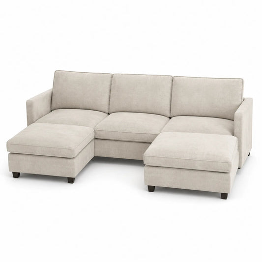 Canapé d'angle modulable en tissu Beige