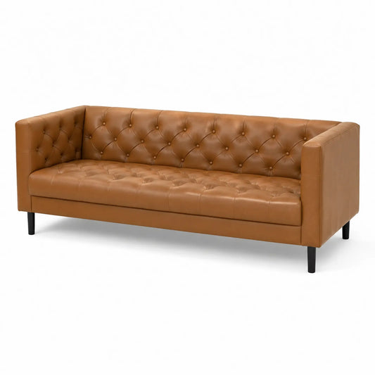 Canapé en cuir marron 220x85x75 cm