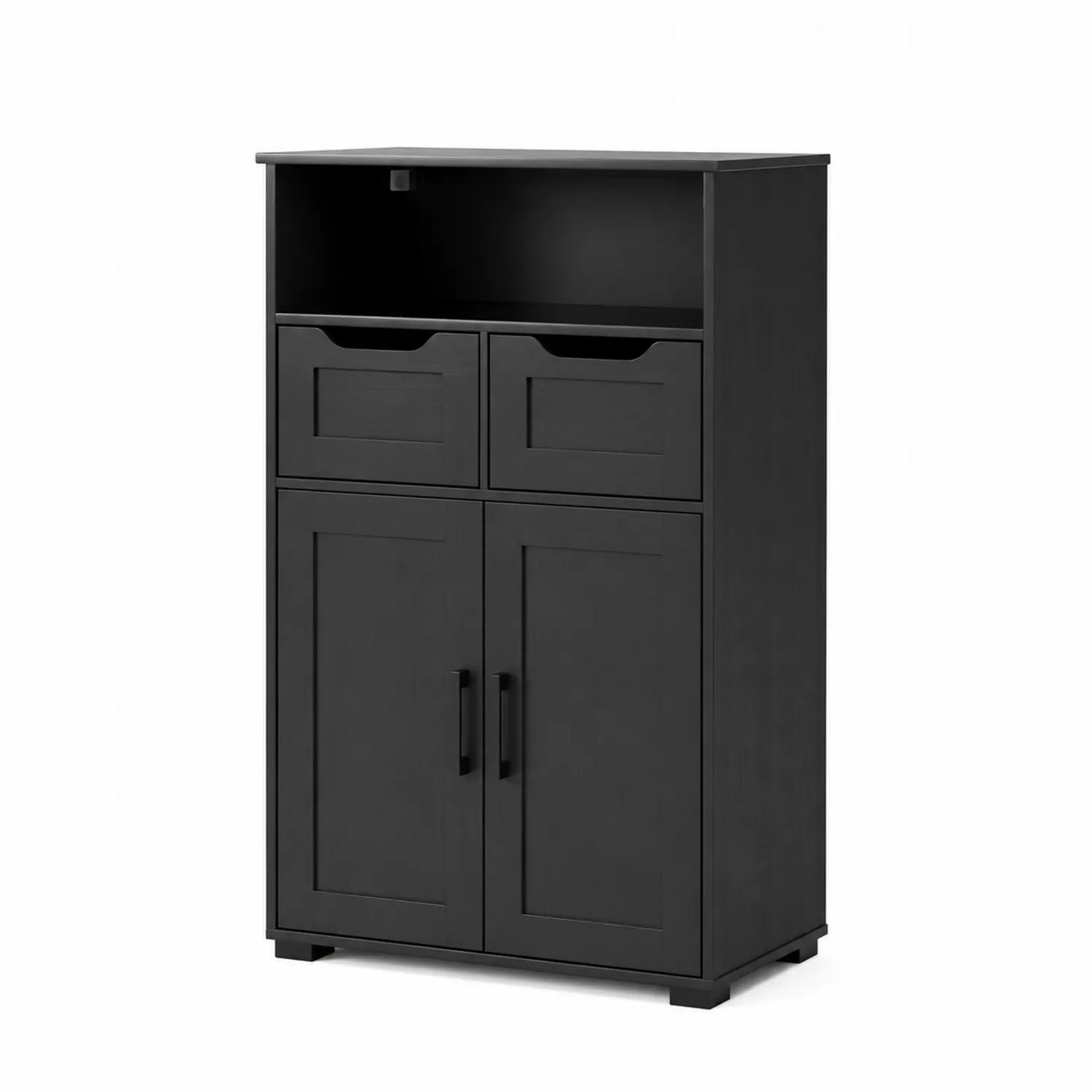 Buffet de cuisine en bois noir 2 tiroirs 2 portes 90x60x35 cm