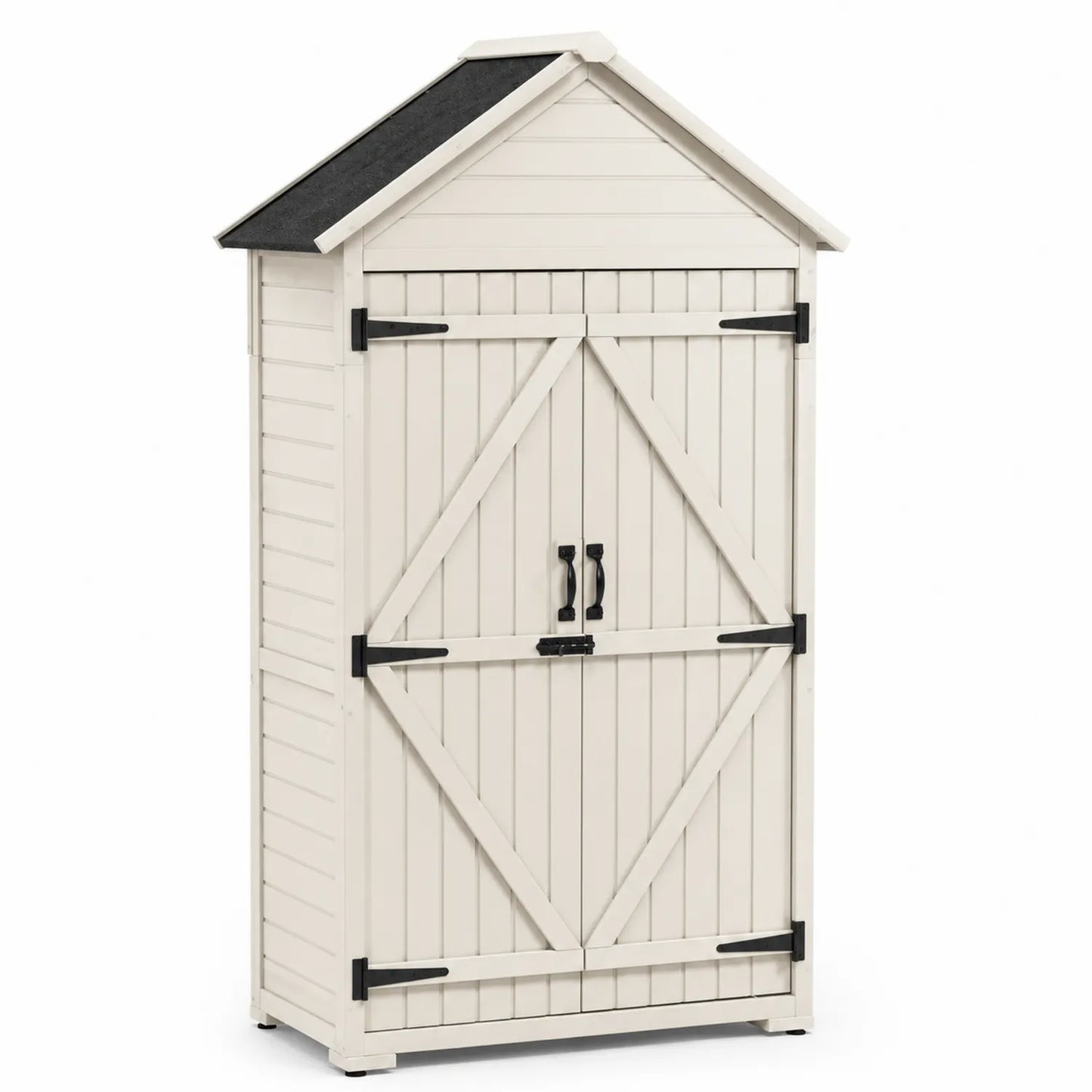 Armoire d'extérieur en bois avec toit en feutre 180cm Crème