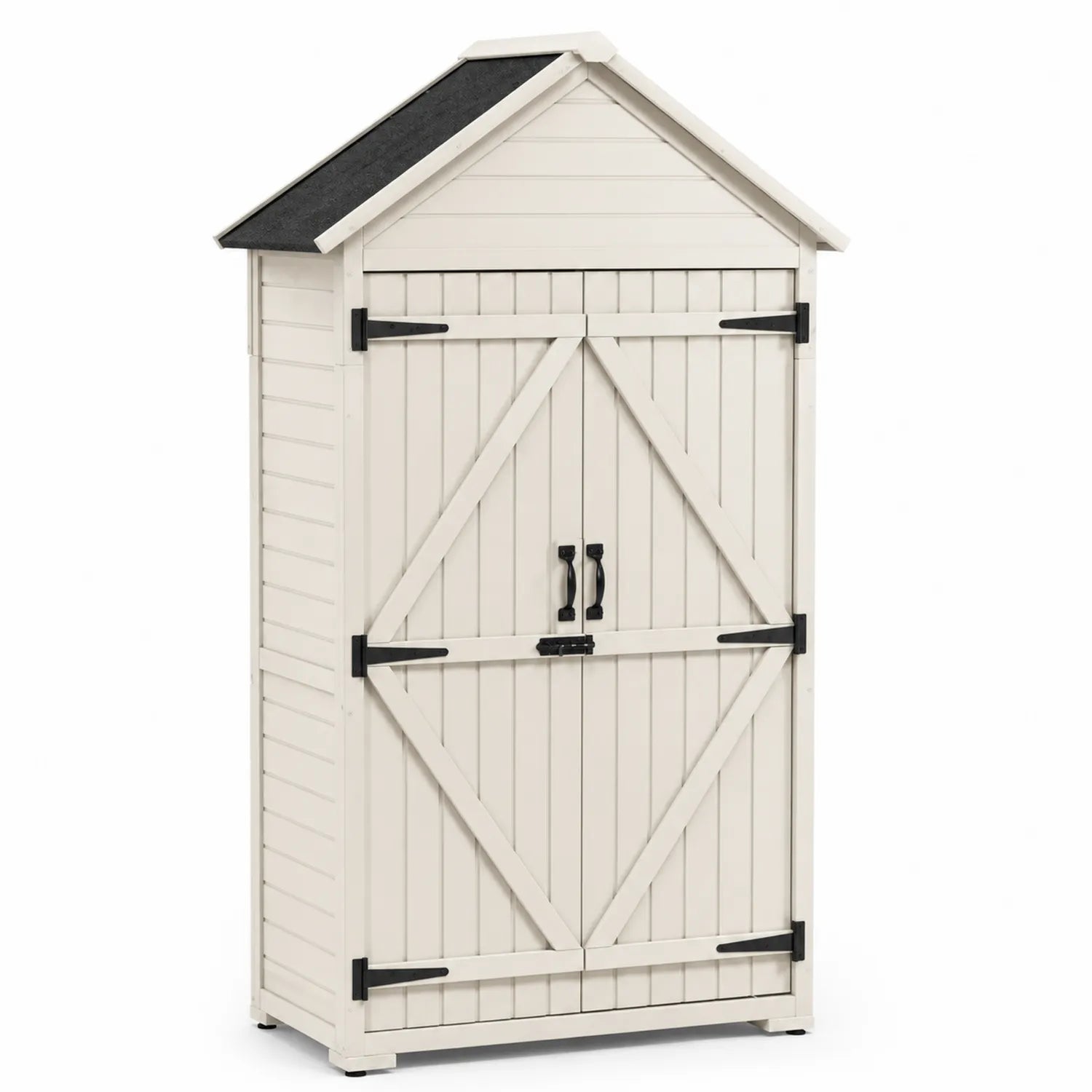 Armoire d'extérieur en bois avec toit en feutre 180cm Crème