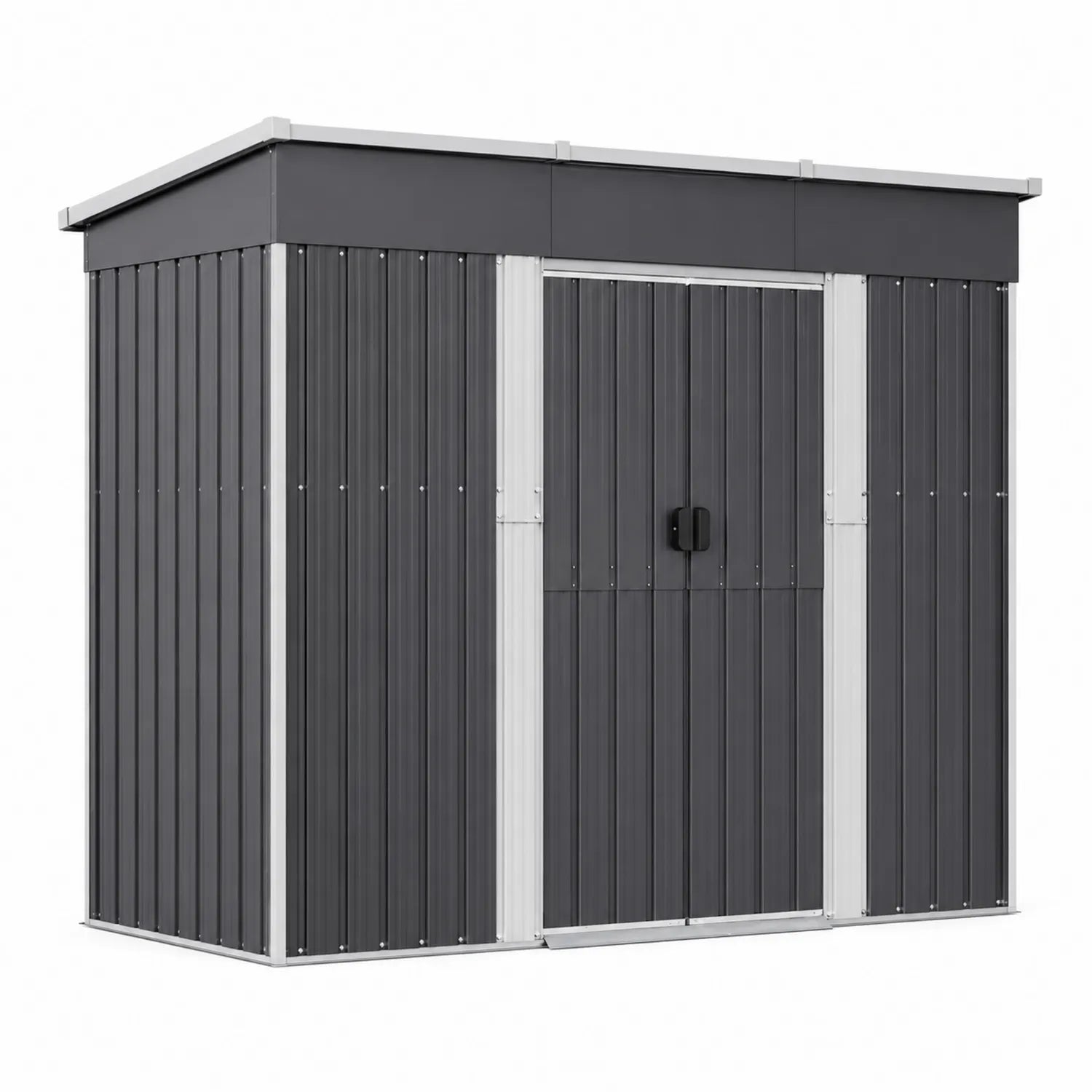 Abri de jardin en métal gris avec toit incliné 213x130x186 cm